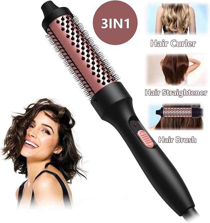 PTC Heated Curling Iron Brush 32mm -Scald Thermal Round Brush for Volumizing Curls at Home or Salon(US)