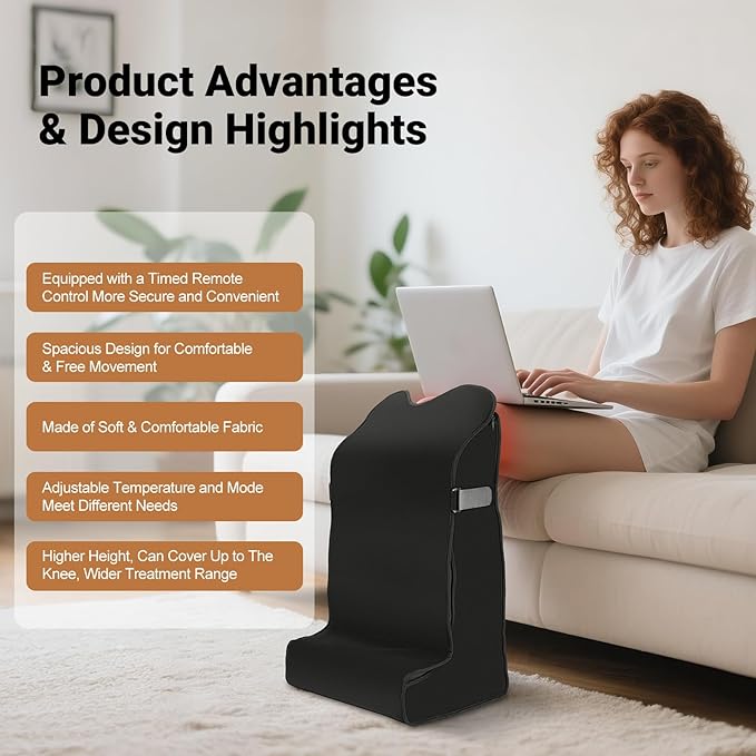 Red Light Infrared Therapy Device Feet Legs Knees Ankle Large 480 Dual Wavelength LED 5 Modes 15.8 x 11.4 x 25 Heated Foot Wrap Adjustable Power Timer Pain Relief Health Care Treatment