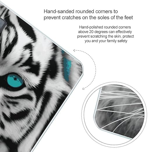 Tiger with Teal Eyes Bathroom Scale Weight Scale for Body WeightHighly Accurate Digital Weighing Machine Clear LED Display Digital Bathroom Body Scale 400lb/182kg