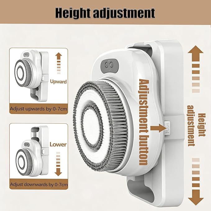 Shower Back Cleaner Wall-Mounted Electric Back Massager 20cm Wide Brush Head 360° Rotation Exfoliation &amp Massage