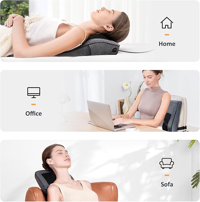 Boriwat Back Massager with Heat Neck Massager for Pain Relief Deep Tissue 3D Kneading Massage Pillow for Back Neck Shoulder Legs Gifts for Women Men Mom Dad