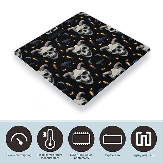 Men's Fashion Automatic Switch Digital Bathroom Weighing Scale Smart Scale Goth Raven Skull Goat