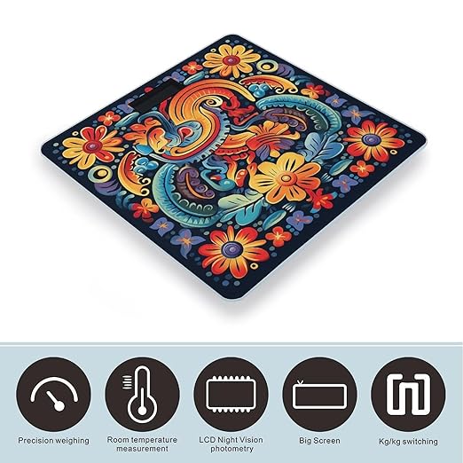 Mexican Bathroom Scale Automatic Power On/Off Body Scales LCD Backlight Display Square Digital Scale Rounded Corners Bathroom Scales for Home Bedrooms