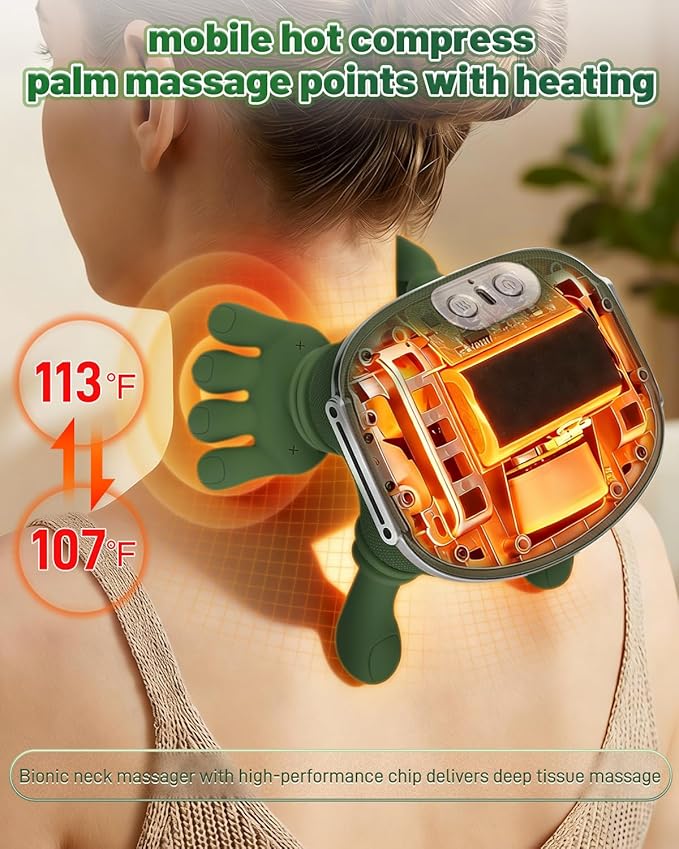 Siaasoo Neck Massager(Genuine OEM) Bionic Heated Massager (Patent Pending) Electric Deep Tissue 3D Kneading Massage Portable neck massage N7 Master Hand Series for Deep Tissue Pain Relief in Neck.