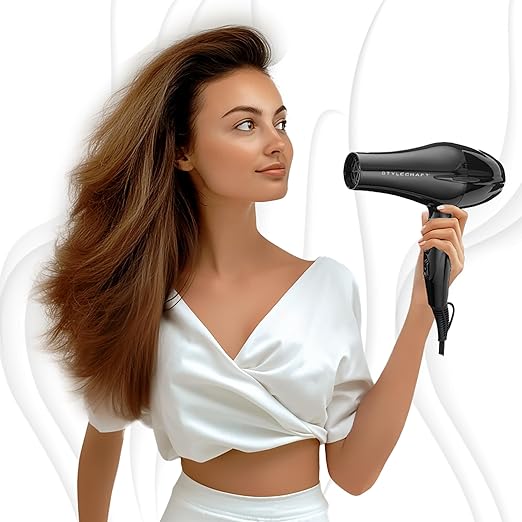 StyleCraft Professional Hair Dryer &amp Titanium Flat Iron Styling Set - Salon-Grade Performance for All Hair Types