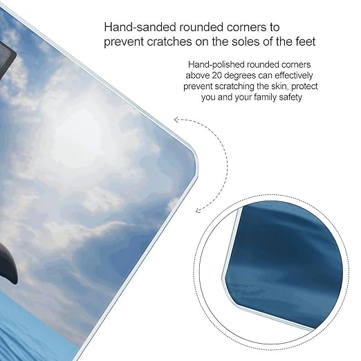 Two Dolphins Weight ScaleClear LED Display Bathroom Digital Weighing ScaleTempered Glass Digital Bathroom Scale for Body Weight Capacity Up to 400 Lbs