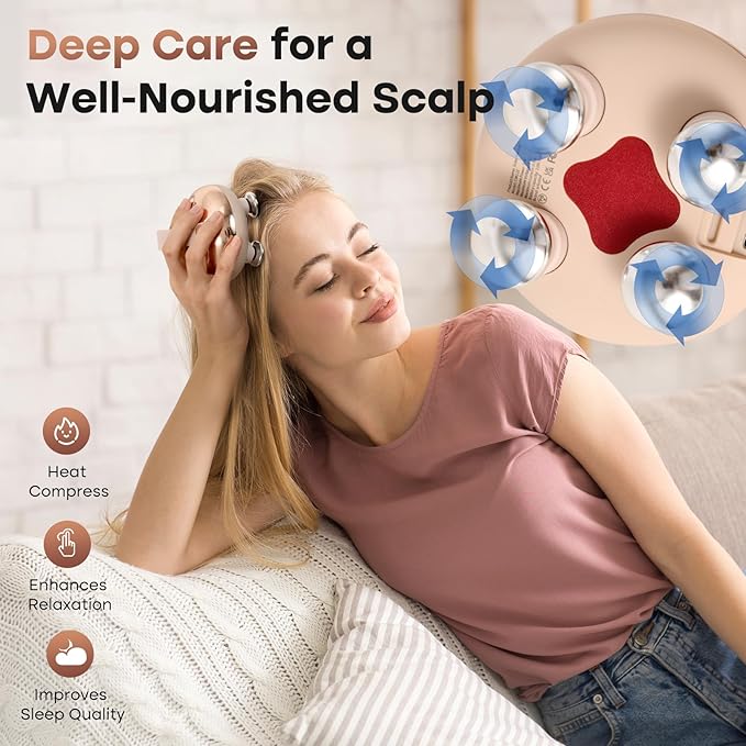 arboleaf Heated Scalp Massager Head Massager Scalp Stress Relax Hair Massager with Heat Cordless Kneading Massage Cat Massager Gift for Mom Dad