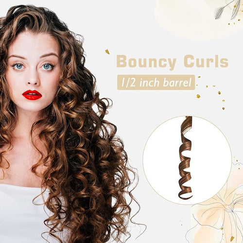 1/2 inch Curling Iron for Short Hair Dual Voltage Hair Curling Iron Ceramic Professiona Curling Wand Tourmaline(Champagne Gold)