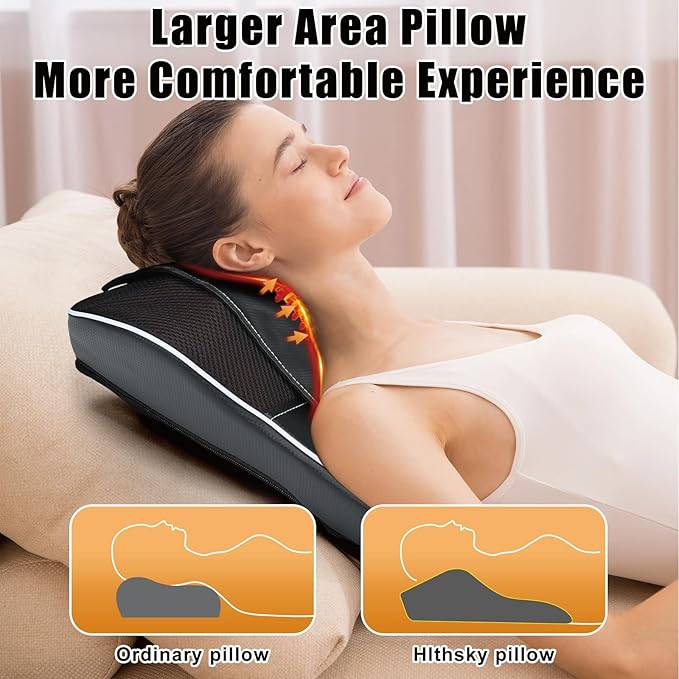 Shiatsu Neck and Back Massager with HeatNeck Massager for Pain Relief deep Tissue3D Kneading Massage Pillow for BackShoulderLegGifts for MomDadWomen (Black)