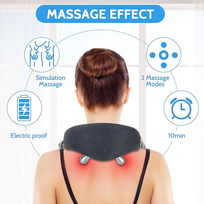 Portable Neck Massager with Multiple Use Settings Neck Massager for Pain Relief and Relaxing Strong kneating for deep Tissue Massage.