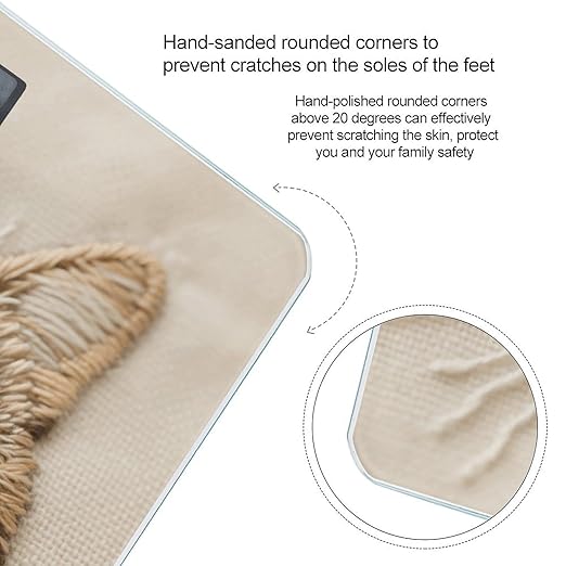 Cute Cat Embroidery Bathroom Scale for Body Weight Bathroom Digital Electronic Weighing Scale with Back Lit LED Display Sturdy Tempered Glass Weight Watchers Scales 400lb