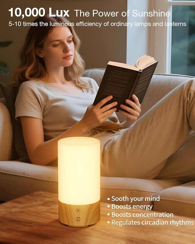 Light Therapy Lamp 10000 Lux Sun Lamp UV-Free with 3 Color Temperatures 4 Brightness &amp Timer Remote Control Sunlight for Home Office Shift Worker