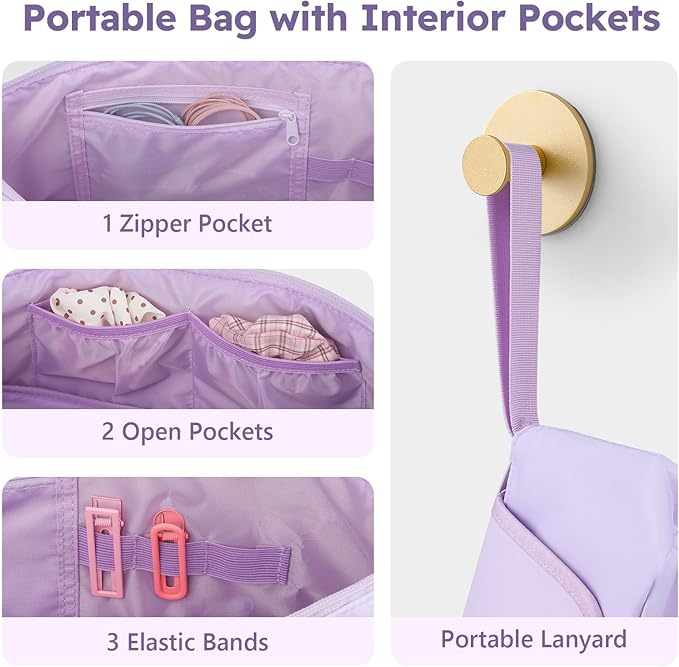 MOKURA Hot Hair Tools Travel Bag with Heat Resistant Mat Removable Hair Accessories Organizer Case Women Travel Essentials Storage Pouch for Curling Iron Straightener Flat Iron Hair Dryer Purple