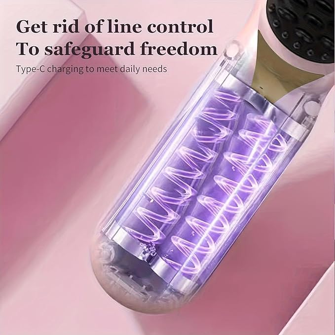 Cordless Hair Straightener and Curler 2-in-1 Plasma Technique Portable Ceramic Hair Straightening Brush 3 Temp Settings Fast Heating Mini Straightening Brush Travel/Business Gift for Women
