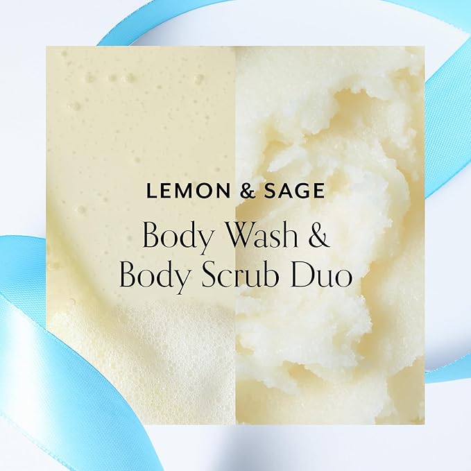 Bliss Lemon Love Exfoliating Duo: Soapy Suds Body Wash &amp Body Scrub with Shea Butter and Coconut Oil - Lemon and Sage - 17 Fl Oz - Gentle and Hydrating for Supremely Soft Skin
