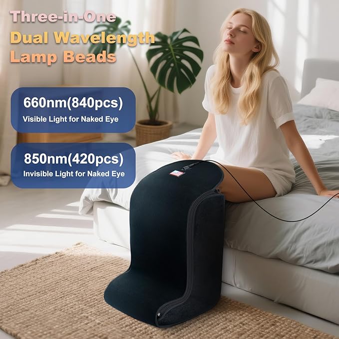 Red Light Therapy Device for Feet Knees Ankles &amp Legs – 2026 Upgraded 4 Therapy Modes 5 Intensity Levels 10–90 Min Timer Red &amp Infrared Light Therapy for Home &amp Travel Use (13.8 × 11
