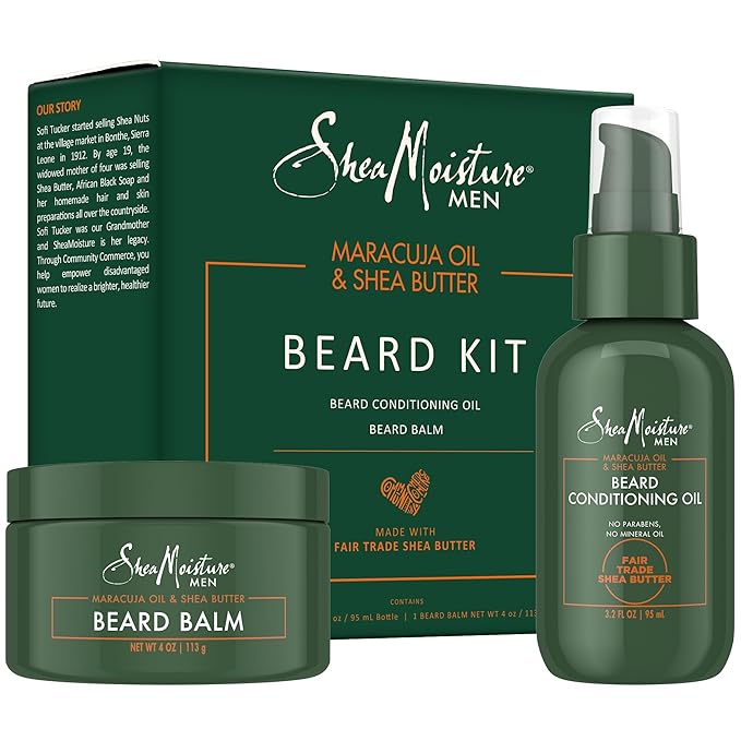 Shea Moisture Beard Care Gift Set – Natural Beard Oil &amp Beard Balm Scented with Essential Oils Gift for Men (2 Piece Set)