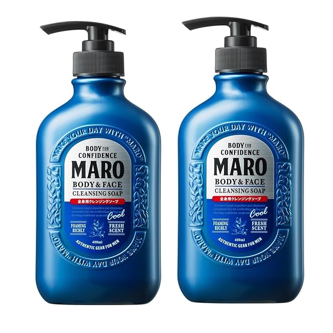 MARO Body &amp Face Cool Cleansing Soap (2-Pack) | All-In-One Mens Bodywash &amp Face Wash Shower Gel with Cooling Effect Mens Body Soap That Removes Dirt &amp Oil Deep Cleans Pores Bodywash Gif