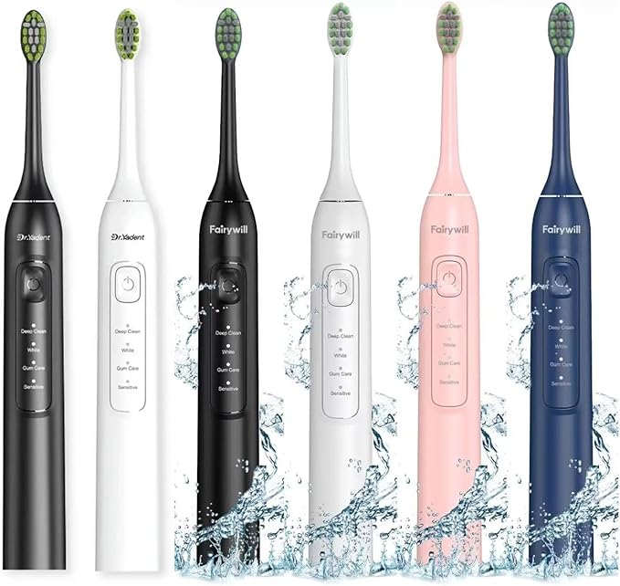 Compatible for Fairywill FW-Y05 DrYadent YD05 Jeenk JK-Y05 Electric Toothbrush Heads Replacement Soft Bristles Nozzles(4pcs Black)