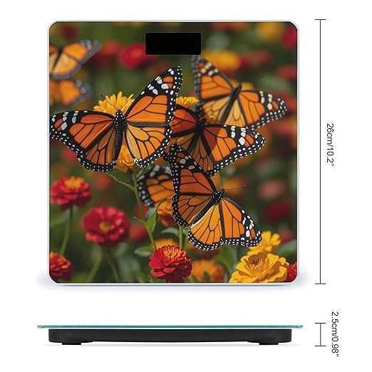Monarch Butterflies Scale for Body Weight Digital Bathroom Scale Toughened Glass High Precision Scales for Body Weight with Large LCD Backlight Display Weight Scales