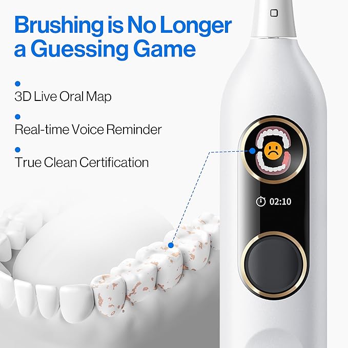 usmile Y20PRO Electric Toothbrush AI-Powered Smart Toothbrush with AM/PM Auto Mode 4 Brushing Modes 90-Day Battery App Control Real-Time 3D Map 2 Brush Heads Included(Sakura Pink)