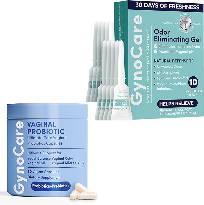 Terramed Just Think Comfort Comprehensive Feminine Health Bundle: Vaginal Probiotic Capsules + Vaginal Odor Eliminating Gel – Dual Support for pH Balance Odor Control and Intimate Wellness