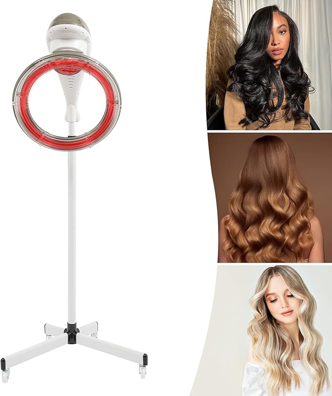 Vertical Salon Hair Dryer 950W 110V Professional Infrared Hair Dyeing Processor 360° Track Rotating Hair Styling Tool Hair Care Equipment for Scalp Care Perming and Coloring Hair Texture