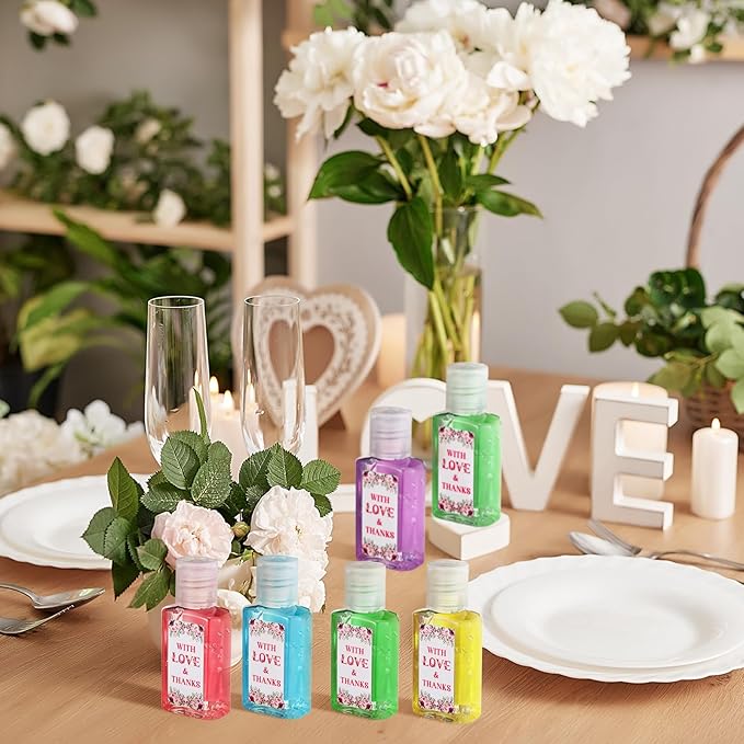 Gejoy 48 Pack Wedding Mini Hand Sanitizer Bulk Bridal Shower Hand Sanitizer for Guests Personalized Travel Size Thank You Gifts for Wedding Bridal Baby Shower Party Favors