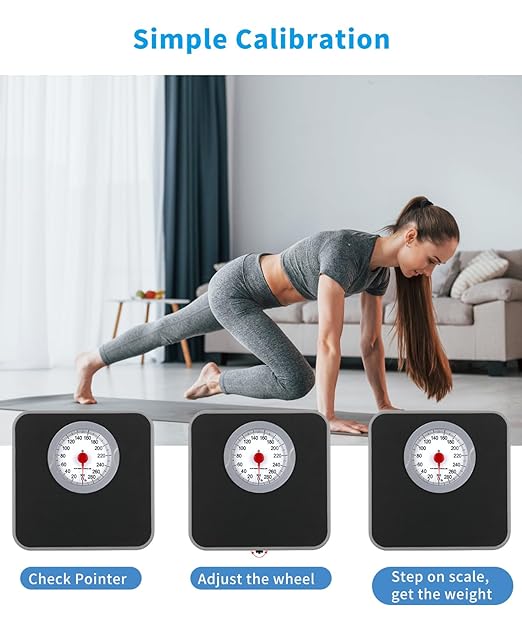 Analog Scale for Body Weight Mechanical Bathroom Scale 300lb Analog Weight Scale Dial Scale with Wider and Thicker Anti-Slip Platform Simple Calibration No Battery Required