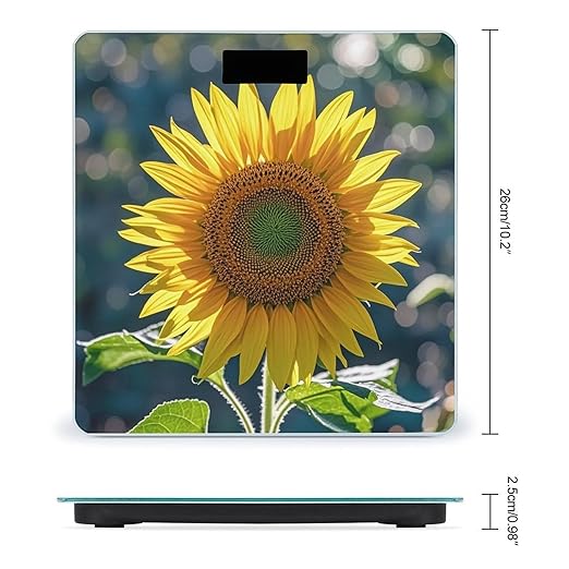 Night Sunflowers Bathroom Scale for Body Weight Bathroom Weighing Scales with Back Lit LED Display Sturdy Tempered Glass Body Weight Bathroom Scale 400lb Weighing