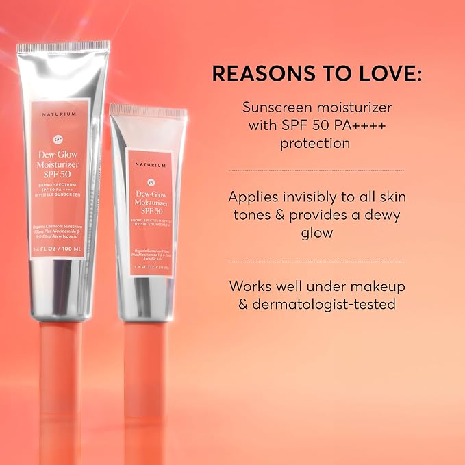 Naturium Dew-Glow Moisturizer SPF 50 PA++++ Jumbo Daily Moisturizing Sunscreen &amp Face Primer Skin Protector with Dewy Finish 3.4 oz