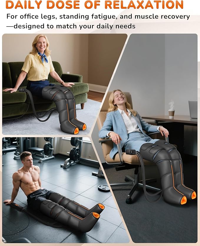 Leg Massager with Heat and Compression : Foot and Calf Massager for Circulation and Pain Relief Sequential Compression Boots with 6 Modes 9 Intensity 3 Heat - Gifts for Mom Dad Him Her