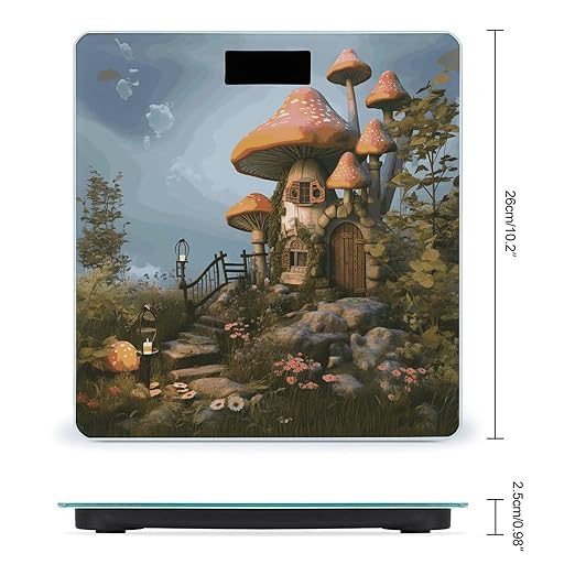 Mushroom Garden Scale for Body Weight Precision Bathroom Weighing Scales with Back Lit LCD Display Sturdy Tempered Glass Body Weight Scales Digital Bathroom Scale 400lb