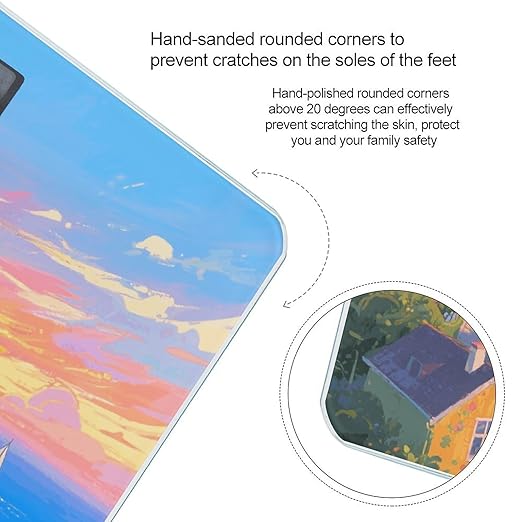 Seaside Town Weight Scale Cute Bathroom Scale for Body Highly Accurate Digital Weighing Machine for People Compact LCD Display Scales with Sturdy Toughened Glass Scales