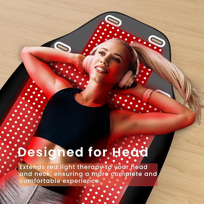 74 * 33.5in (Extra 20% Larger) Red Light Therapy Mat for Full Body - Oiameen Red Light Therapy Pad Blanket with 1443pcs LED Beads (660nm &amp 850nm) for Pain Relief Improve Sleep for Home Travel