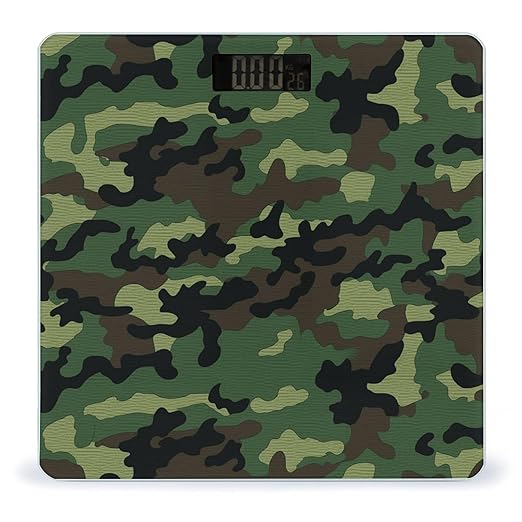 Green Military Camo Weight Scale Large Bathroom Scales Digital Weight with Bright LED Display Non Slip Automatic Weighing Scale Fashion Weighing Machine for Body