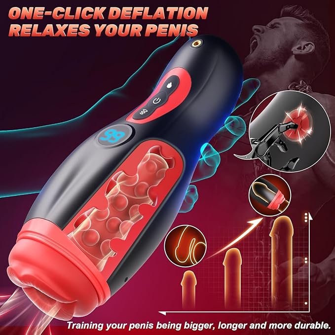 2026 Male Masterburbatar Hands Free with 9 Thrusting 9 Sucking Heating Vibration Modes Blowjobob Machine for Man Pocket Puzzy Mastusbafor Automatic Tight Viboators Sleeve Hoodies QEY31 (Red)