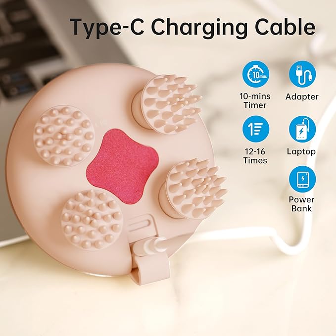 COMFIER Cordless Scalp Massager with 3 kneading ModesWaterproof Head Massage with 8 Claws for Deep CleansingBody Cat Head ScratcherGift for WomenGold