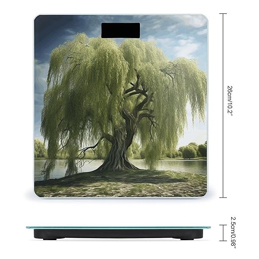 Willow Tree Scale for Body Weight Highly Accurate Digital Bathroom Scale Sturdy Tempered Glass Weighing Scales with LCD Display Fashion Body Fat Smart Scales 400lb