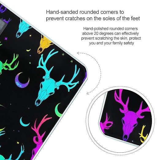 Smart Scale for Body Weight Digital Bathroom Weighing Scale Energy Saving Scale Goth Moon Stars Hunting Deer Skulls