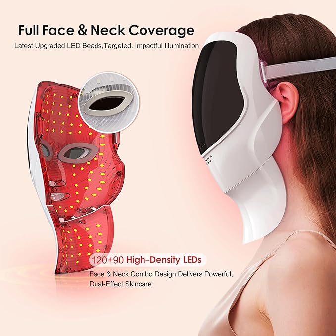 Led Light Therapy Mask Led Fack Mask Light Therapy for Face and Neck 7 Modes Red Light Therapy Mask for Wonem &amp Men Rechageable Skin Care Mask for Home Use Working Travel Yoga
