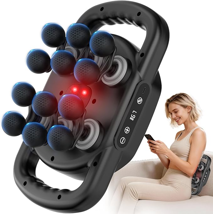 12 Head Massage Gun Deep Tissue with 9 Levels &amp 9 ModesCordless Electric Muscle Massager Tool for Back/Neck/Shoulder/Arm/Hand/Leg/Foot/Full Body Muscle Pain ReliefIdeal Gifts for Men/Women/Mum/D