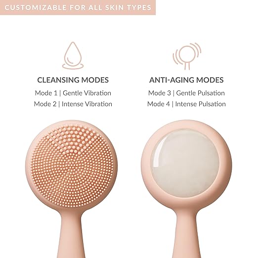 PMD Beauty x Disney Minnie Mouse Clean Pro Jade-Smart Facial Cleansing Device with Silicone Brush &amp Gemstone ActiveWarmth Anti-Aging Massager-Waterproof-SonicGlow Vibration-Clear Pores &amp Black
