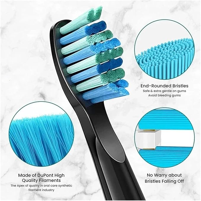 5-10Pcs Replacement Brush Heads Compatible for Seago/Fairywill Electric Toothbrush FW/SG 507/508/515/551/917/959/908 Bristle(5 Black 5 White)