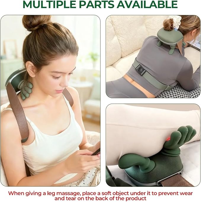 Neck Massager 4D Bionic Finger Neck Shoulder Massager Wireless Cervical Trapezius Kneading Massage Shawl Brushless Motor masajeador(Silver Switch)