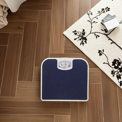 Mechanical Analog Body Weight Scale for Home Use Dark Blue Bathroom Scale with Precision Dial Sturdy Non-Electronic Health Monitor for Accurate Weight Measurement
