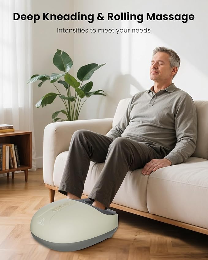 COMFIER Shiatsu Foot Massager with HeatCompression Kneading &amp Rolling Electric Feet Massager for Plantar Fasciitis Foot Warmer Size Up to 15 Gift for Men Women
