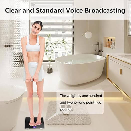 440 lb Large LCD Screen Talking Scales for Body WeightLoud and Clear Voice Talking Scales for Visually Impaired Talking Bathroom Scale Includes Batteries &amp Anti Slip Pad