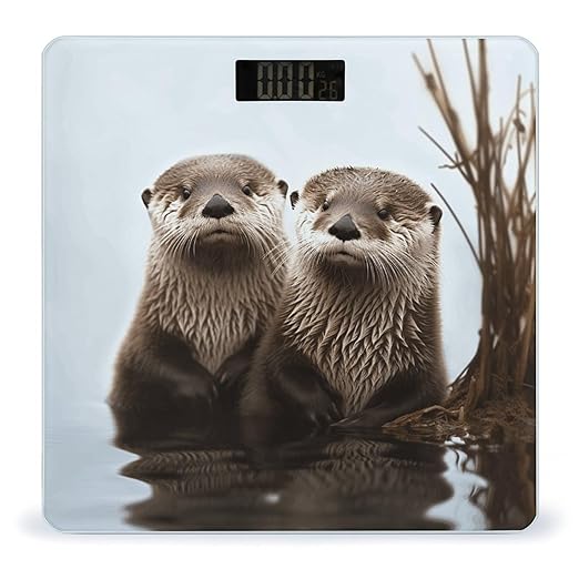 Digital Bathroom Scale for Body Weight Scale with Bright LCD Display High Accuracy Step-On Technology Auto On/Off Cute Otter Digital Scales 400 Lbs /180kg