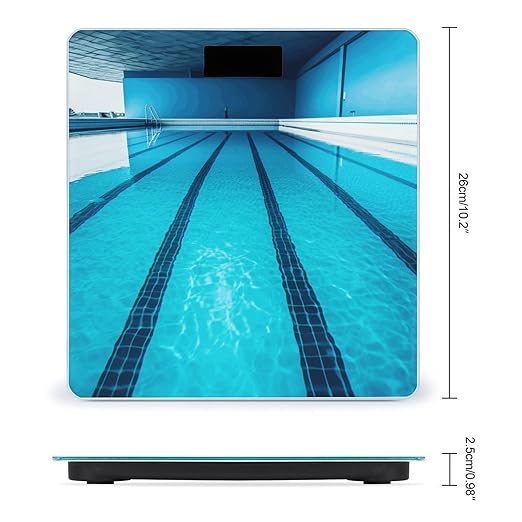 Blue Swimming Pool Scale for Body Weight Safe Rounded Corners Tempered Glass Digital Bathroom Scale LED Display 400lb Capacity Weight Scales with High Precision Sensors